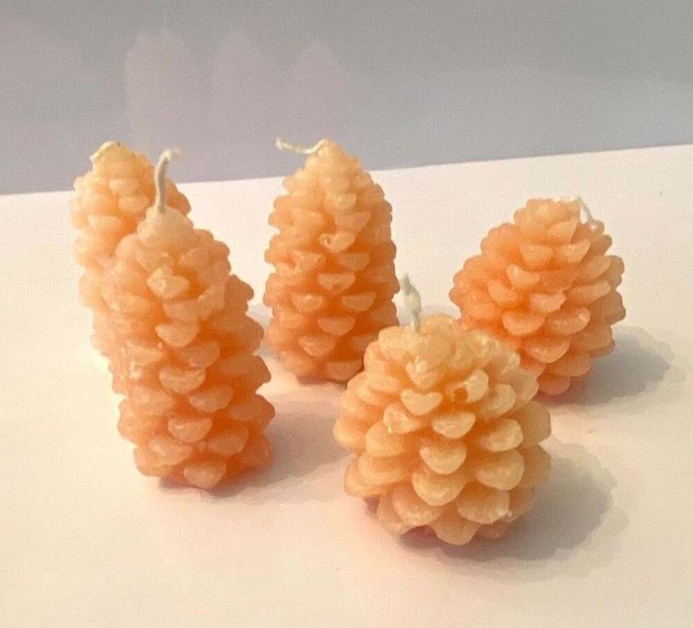 Handmade Pinecone Candles Orange Wax Set of 5